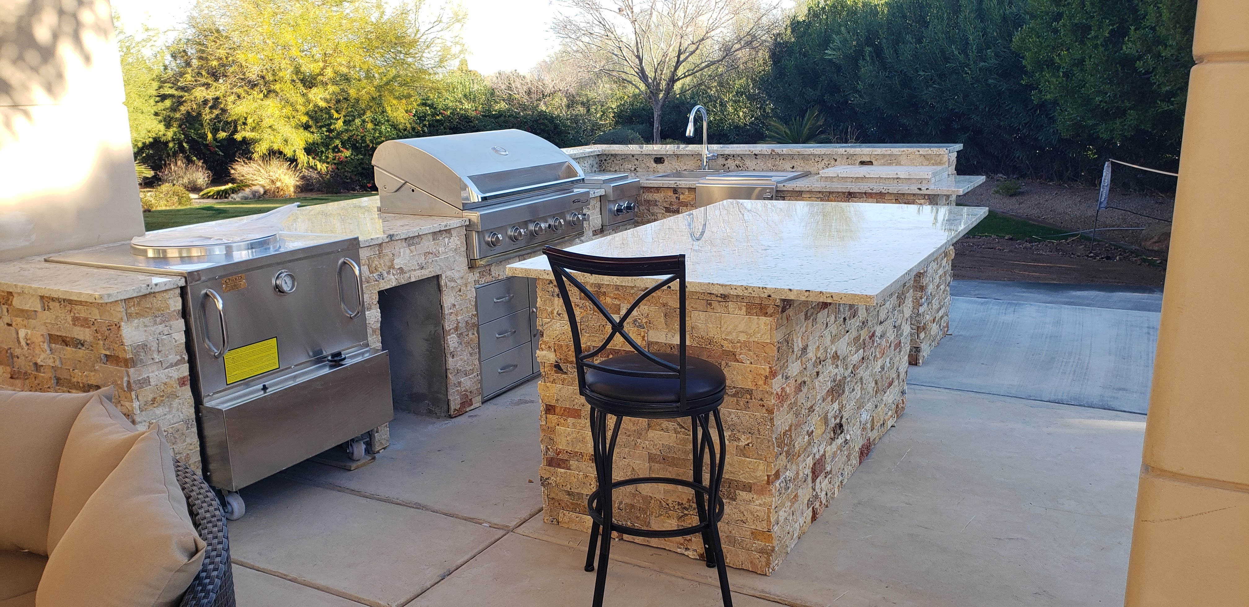 Luxury Travertine Outdoor Kitchen